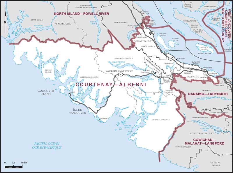 Map – Courtenay–Alberni, British Columbia