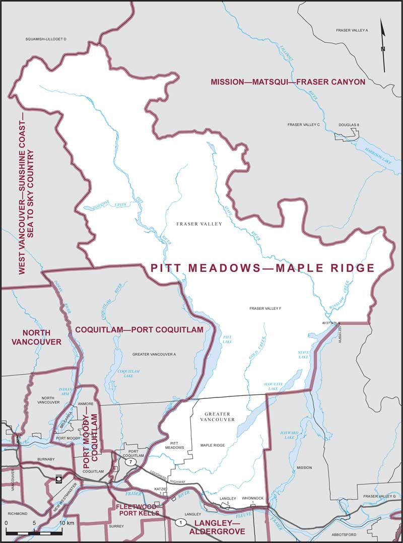Carte – Pitt Meadows–Maple Ridge, Colombie-Britannique