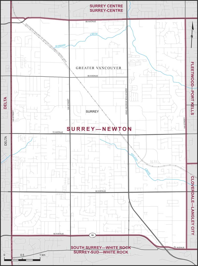 Map – Surrey–Newton, British Columbia