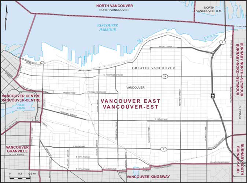 Map – Vancouver East, British Columbia