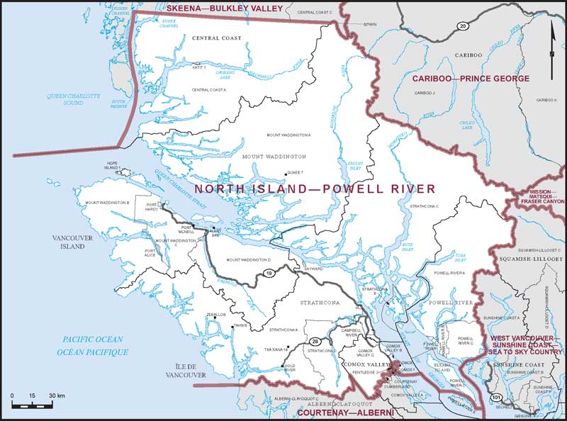 Map – North Island–Powell River, British Columbia
