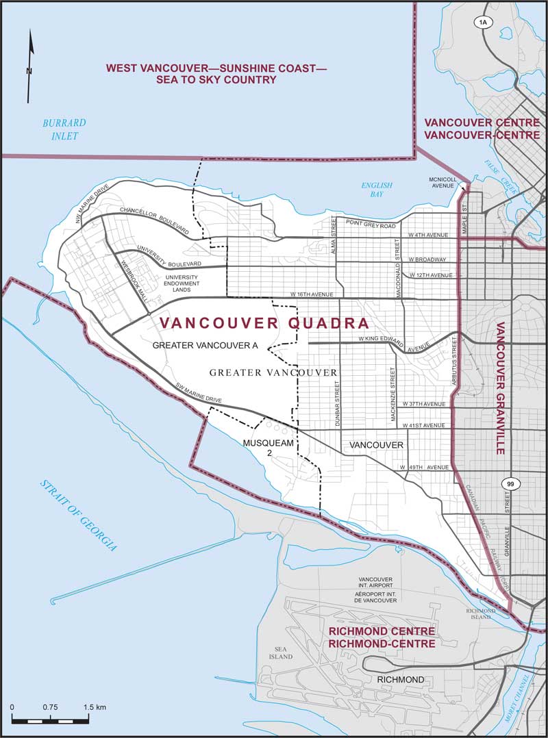 Map – Vancouver Quadra, British Columbia