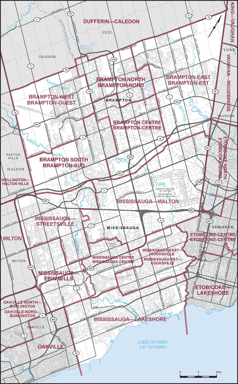 Map – Cities of Brampton and Mississauga, Ontario