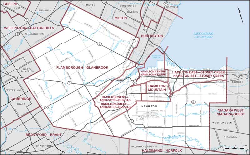 Carte – Ville de Hamilton, Ontario