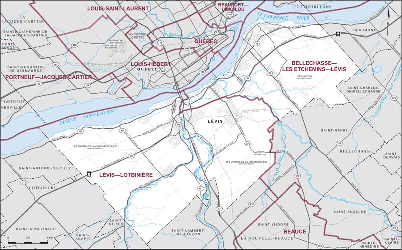 Carte – Ville de  Lévis, Québec