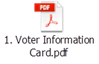 Title: Icône d'une pièce jointe - Description: L'image représente une pièce jointe en format pdf intitulée 1.Voter Information Card.pdf. C'est la dernière de quatre icônes similaires.