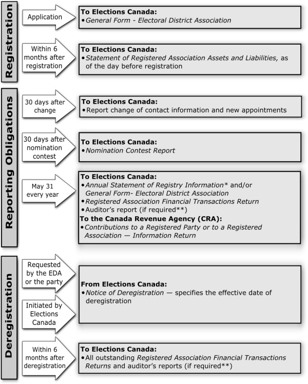 Reporting requirements for registered electoral district associations