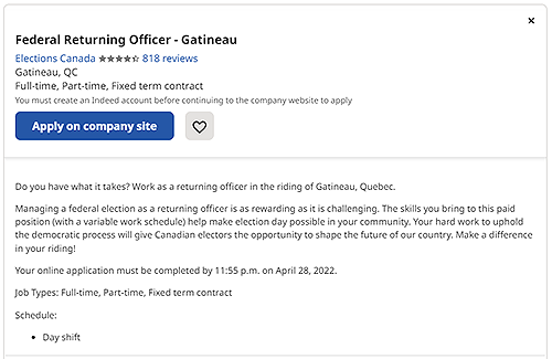 Digital ad – Returning officer recruitment