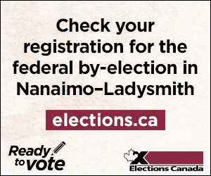 Digital ad for Nanaimo–Ladysmith by-election (registration)