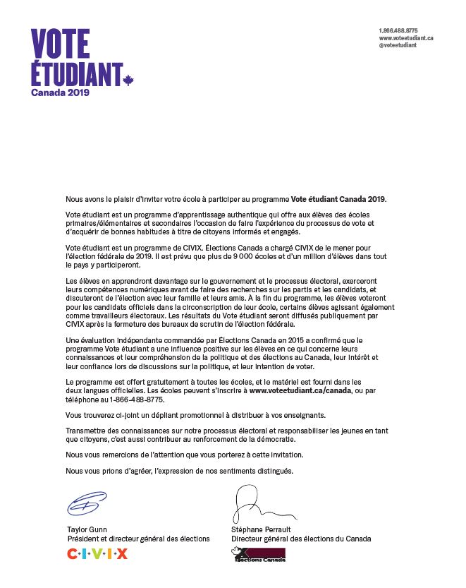 Invitation A Participer Au Programme Vote Etudiant Canada 2019 Elections Canada