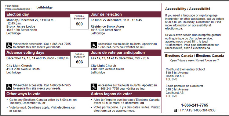 Figure 4 Voter information card (back)