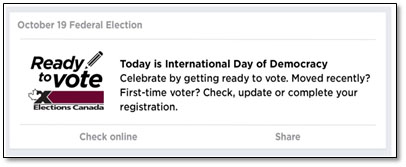 Facebook message posted on the International Day of Democracy.