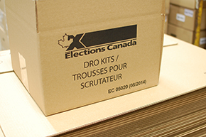 A box of materials for Deputy Returning Officers
